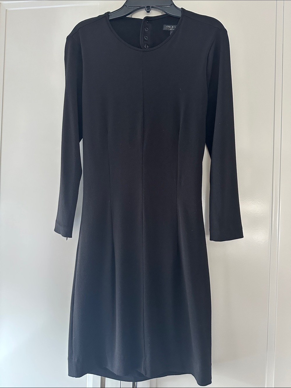 rag & bone open back Black Long Sleeve Crewneck Sheath Dress